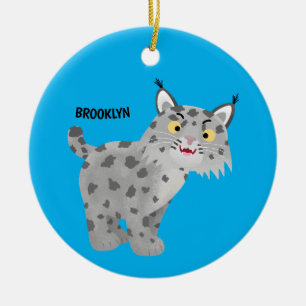 Adorno De Cerámica Personalizado del lince del bobcat medio