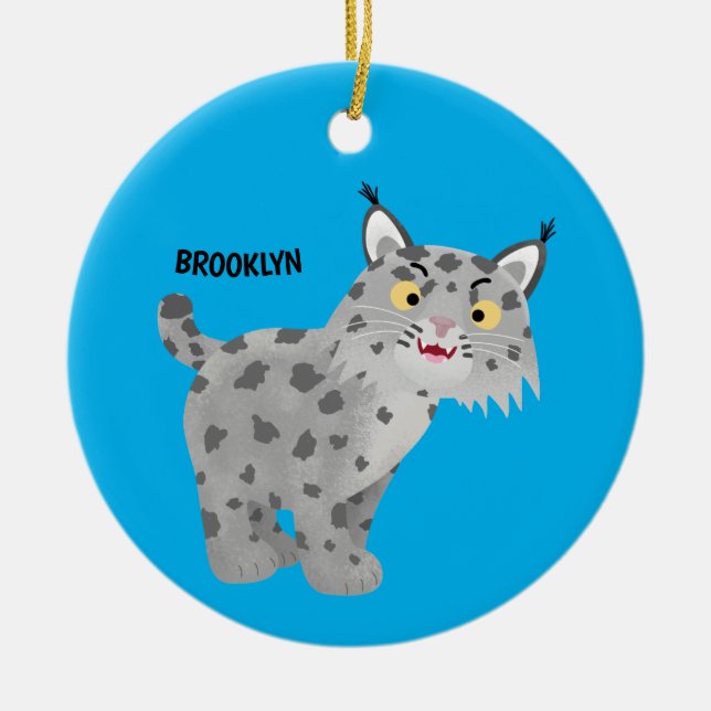 Adorno De Cerámica Personalizado del lince del bobcat medio (Frente)