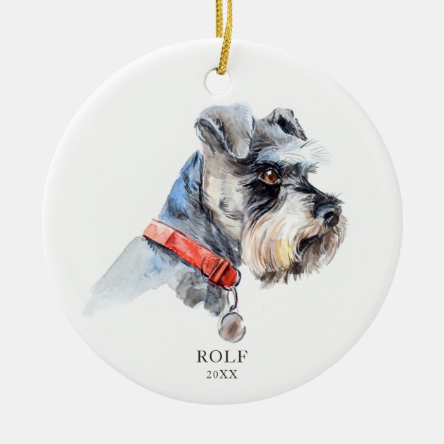 Adorno De Cerámica Personalizado del Mascota de perro de Ilustracion  (Frente)