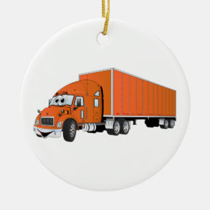 Adorno De Cerámica Personalizado del remolque de Naranja Semi Truck