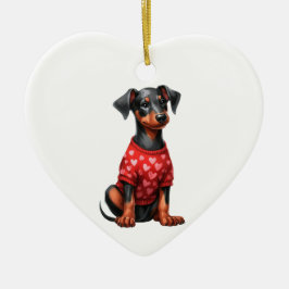 Adorno De Cerámica Personalizado Doberman Pinscher Perro Ornament