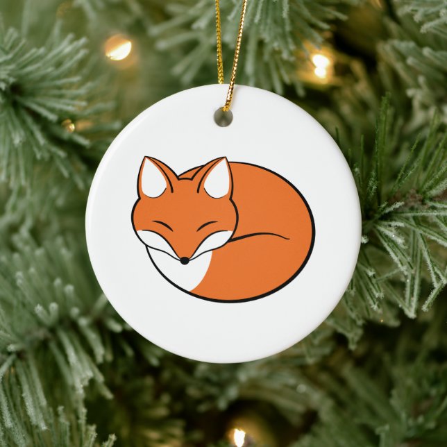 Adorno De Cerámica Personalizado dormido Fox (Árbol)