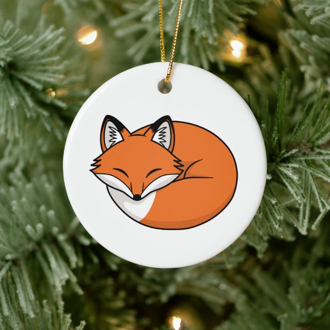 Adorno De Cerámica Personalizado dormido Fox (Árbol)
