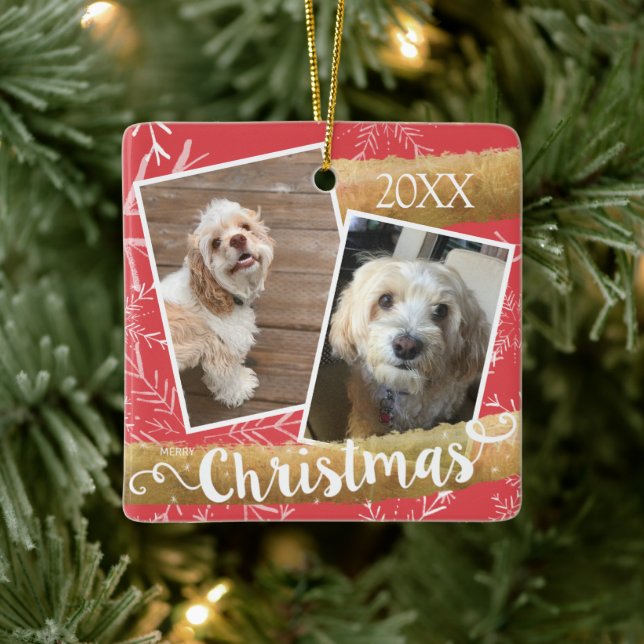 Adorno De Cerámica Personalizado Dos Navidades de fotografía (Árbol)