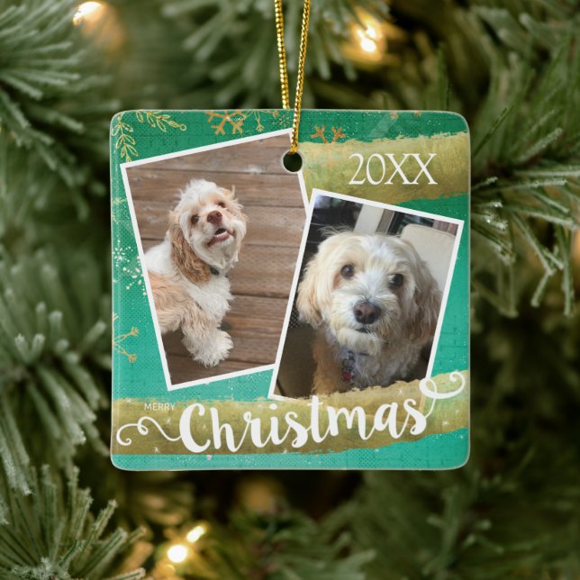 Adorno De Cerámica Personalizado Dos Navidades de fotografía (Árbol)