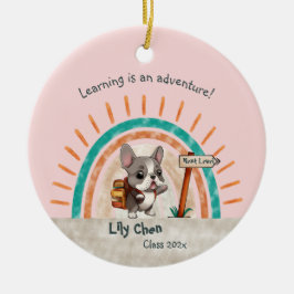 Adorno De Cerámica Personalizado educada Bulldog francés de vuelta a