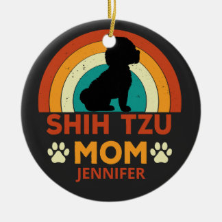 Adorno De Cerámica Personalizado el atardecer de mamá de perro shih t