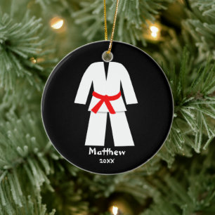 Adorno De Cerámica Personalizado el cinturón rojo del karate del Tae