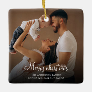 Adorno De Cerámica Personalizado elegante Navidades de fotografía fam