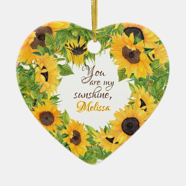 Adorno De Cerámica Personalizado Eres mi Sunshine Sunflower (Frente)