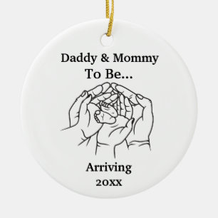 Adorno De Cerámica Personalizado Esperando Padres Papi Y Mamá Ce