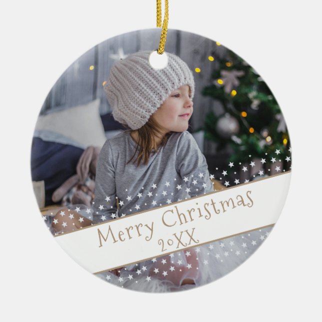 Adorno De Cerámica Personalizado Estrella Navidad Holiday Keepsake (Frente)