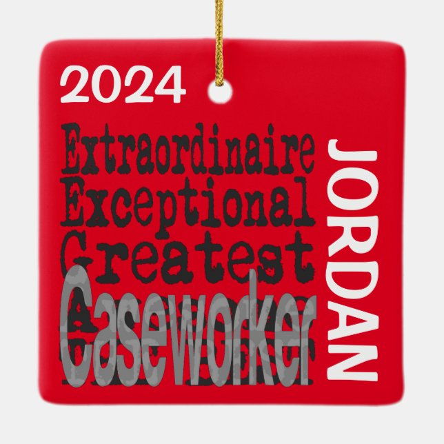 Adorno De Cerámica Personalizado Extraordinaire de Caseworker (Reverso)