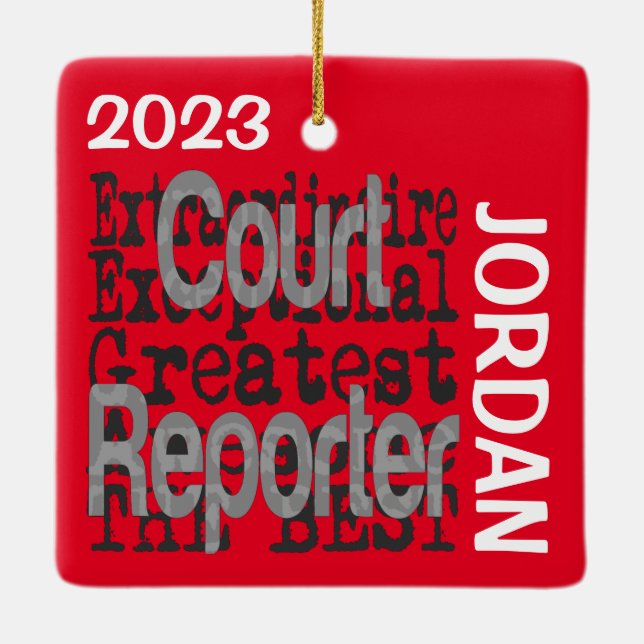 Adorno De Cerámica Personalizado Extraordinaire de Court Reporter (Reverso)