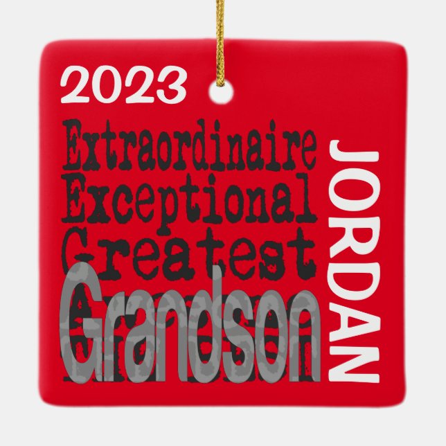 Adorno De Cerámica Personalizado Extraordinaire de Grandson (Reverso)