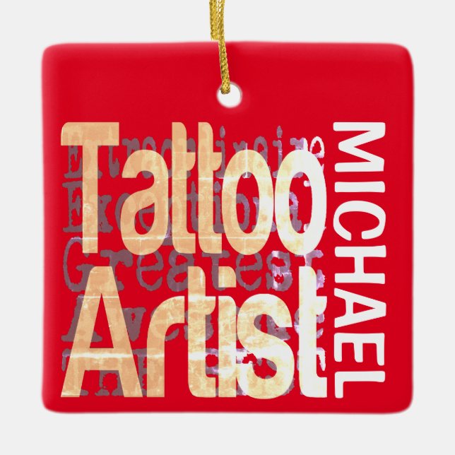 Adorno De Cerámica Personalizado Extraordinaria de Artista de Tatuaje (Anverso)