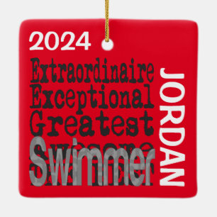 Adorno De Cerámica Personalizado Extraordinaria de Swimmer