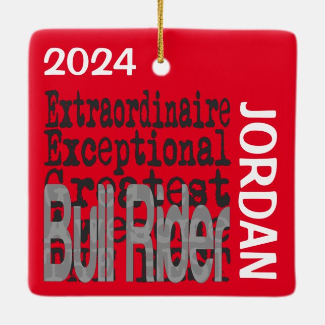 Adorno De Cerámica Personalizado Extraordinario de Bull Rider (Reverso)