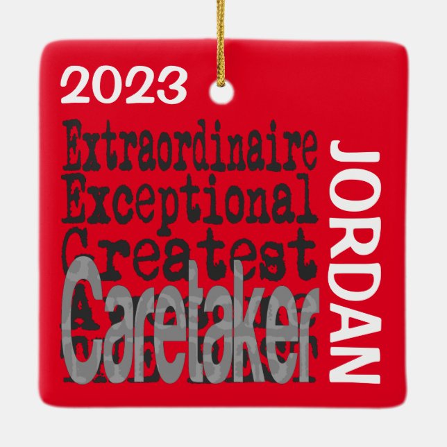 Adorno De Cerámica Personalizado Extraordinario de Caretaker (Reverso)