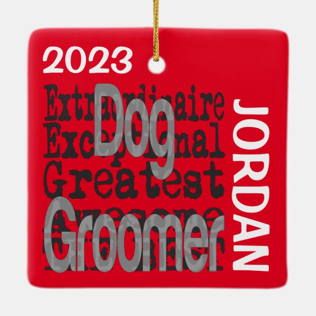 Adorno De Cerámica Personalizado Extraordinario de Dog Groomer (Reverso)
