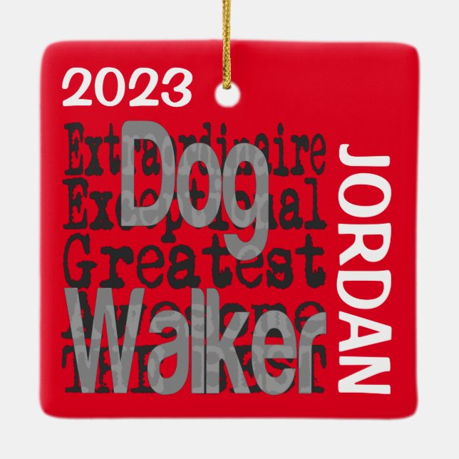 Adorno De Cerámica Personalizado Extraordinario de Dog Walker (Reverso)