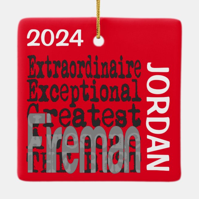 Adorno De Cerámica Personalizado Extraordinario de Fireman (Reverso)