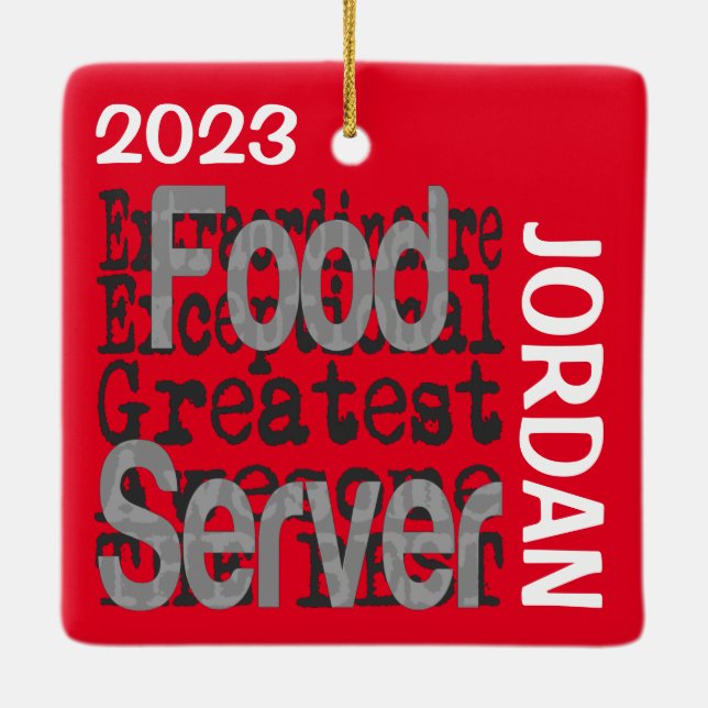 Adorno De Cerámica Personalizado Extraordinario de Food Server (Reverso)