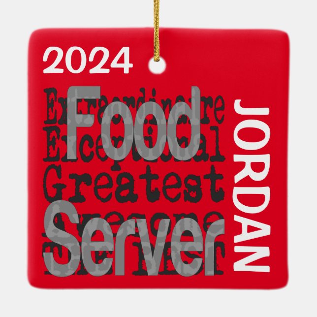 Adorno De Cerámica Personalizado Extraordinario de Food Server (Reverso)
