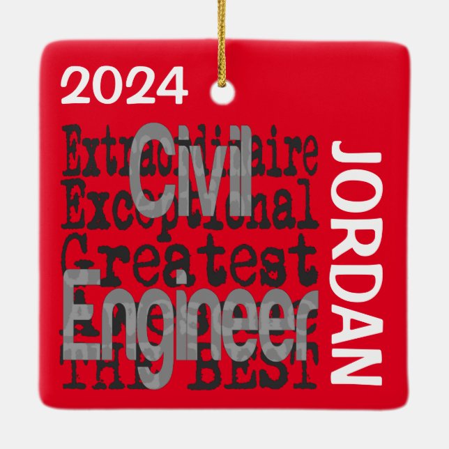 Adorno De Cerámica Personalizado Extraordinario de Ingeniería Civil (Reverso)