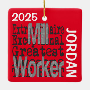 Adorno De Cerámica Personalizado Extraordinario de Mill Worker