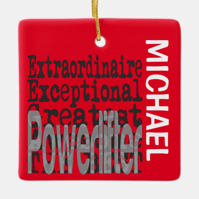 Adorno De Cerámica Personalizado Extraordinario de Powerlifter (Anverso)