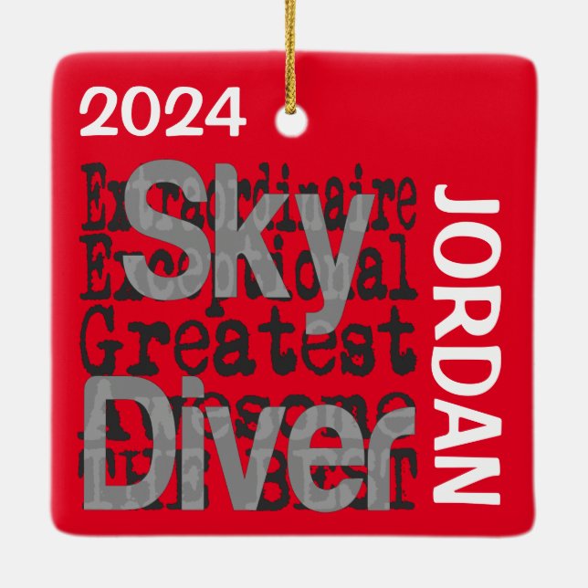 Adorno De Cerámica Personalizado Extraordinario de Sky Diver (Reverso)