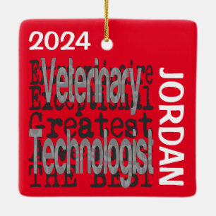 Adorno De Cerámica Personalizado Extraordinario de Tecnólogo Veterina