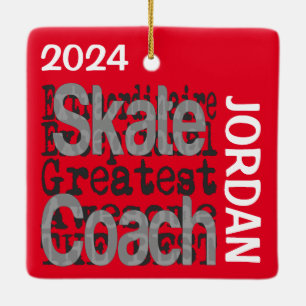 Adorno De Cerámica Personalizado Extraordinario del entrenador de esq
