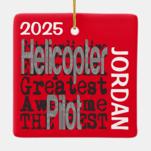 Adorno De Cerámica Personalizado Extraordinario del Helicóptero Pilot