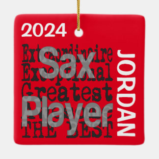 Adorno De Cerámica Personalizado Extraordinario del jugador sax