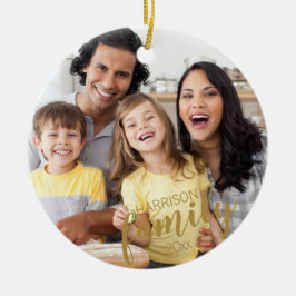 Adorno De Cerámica Personalizado FAMILIA 2 Photo Gold Script Keepsake