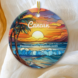 Adorno De Cerámica Personalizado Familia Cancun Vacaciones Faux Stain