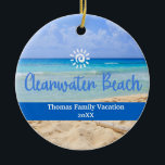Adorno De Cerámica Personalizado Familia Clearwater Beach Navidades d<br><div class="desc">Agradable recuerdo personalizable de Florida Trip. Personalización: Cambiar título y año para convertirlo en único.</div>