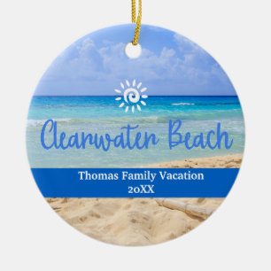Adorno De Cerámica Personalizado Familia Clearwater Beach Navidades d