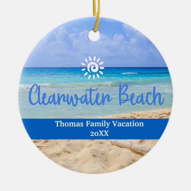 Adorno De Cerámica Personalizado Familia Clearwater Beach Navidades d (Frente)