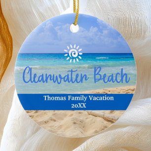 Adorno De Cerámica Personalizado Familia Clearwater Beach Navidades d