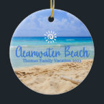 Adorno De Cerámica Personalizado Familia Clearwater Beach Navidades d<br><div class="desc">Agradable recuerdo personalizable de Florida Trip. Personalización: Cambiar título y año para convertirlo en único.</div>