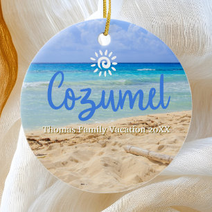 Adorno De Cerámica Personalizado Familia Cozumel Navidades de vacacio