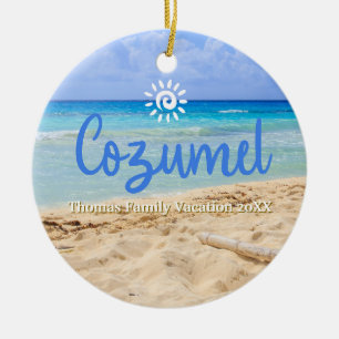 Adorno De Cerámica Personalizado Familia Cozumel Navidades de vacacio