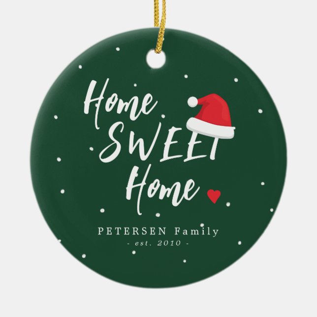 Adorno De Cerámica Personalizado familia foto nombre hogar dulce Navi (Frente)