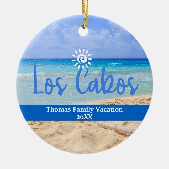 Adorno De Cerámica Personalizado Familia Los Cabos Navidades de vacac (Frente)