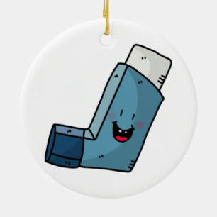 Adorno De Cerámica personalizado feliz con inhalador de asma