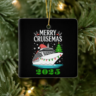 Adorno De Cerámica Personalizado Feliz Crucero Navideño Familia Barco