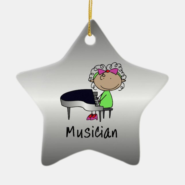 Adorno De Cerámica Personalizado femenino profesional del músico del (Frente)